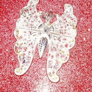 Large silver butterfly charm
